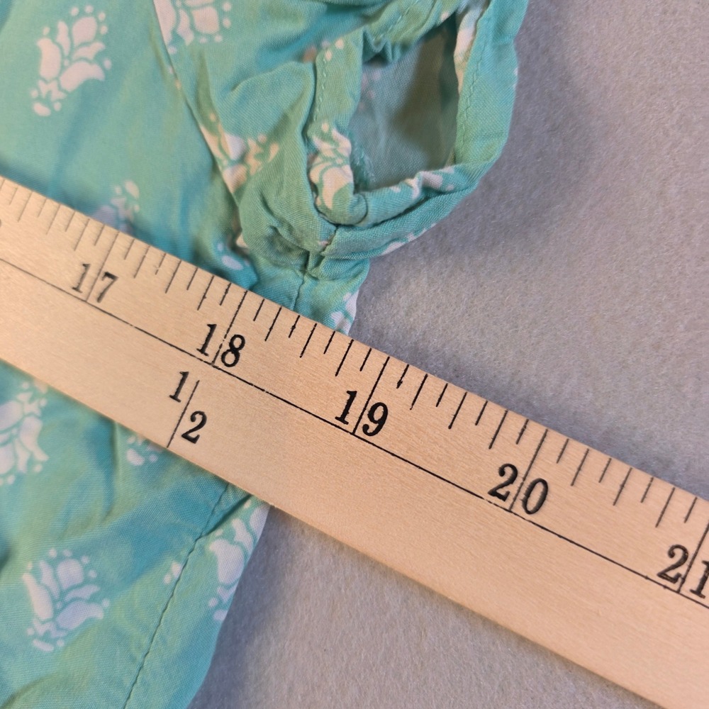 St Johns Bay Womens Teal Aqua Medallion Print Rayon Ruffle Peasant Top Large - Picture 4 of 6